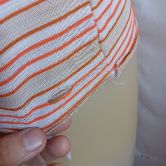 1OF1 Women's Medium Vintage Orange Striped Tank Top Sleeveless Casual Scoop Neck - Picture 6 of 7